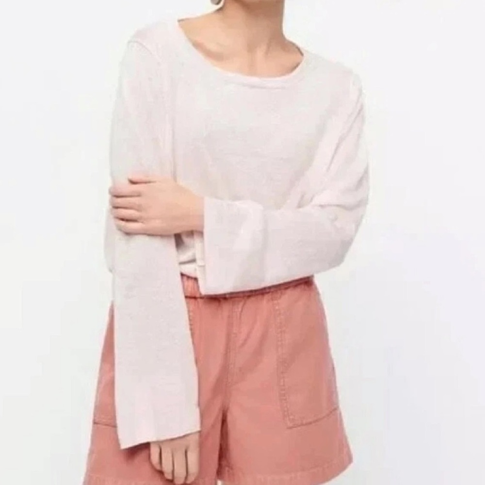 J Crew Crew neck Sweater Pullover Womens M Pink Relaxed Linen Lagenlook Beach